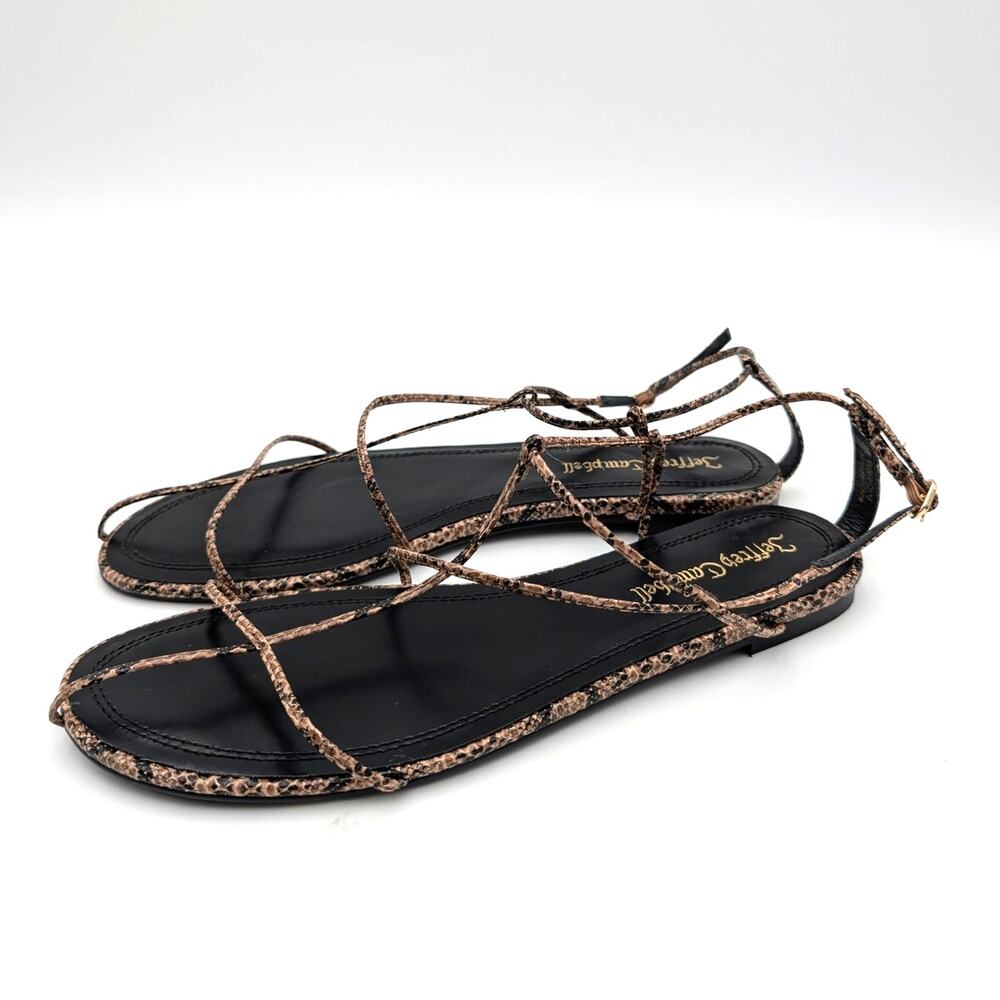 Jeffrey Campbell Trawl Snake Embossed Flat Sandals Women's Brown Size US9 EU39.5